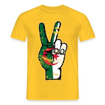 Algeria Flag Peace Victory Symbol used - Men's T-Shirt - yellow - Front - AI Model Male 178 dark (178cm)