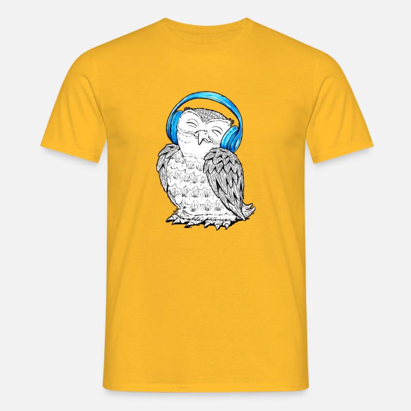 Eule mit Kopfhörern - Männer T-Shirt - Gelb