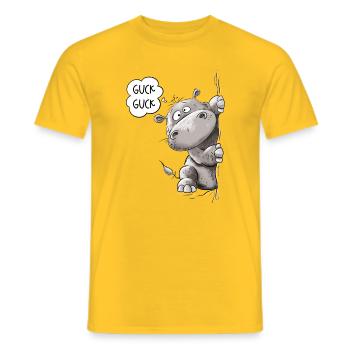 Guck Guck Nilpferd I Flusspferd I Hippotamus - Männer T-Shirt - Gelb - Vorne - AI Model Male 178 dark (178cm)