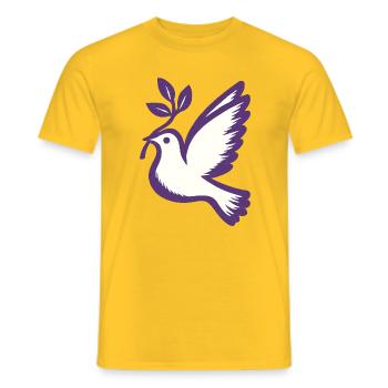 Lila Taube Emblem Olivenzweig - Männer T-Shirt - Gelb - Vorne - AI Model Male 178 dark (178cm)