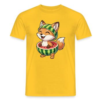 Lustiger Fuchs mit Wassermelone Sommer Spaß - Männer T-Shirt - Gelb - Vorne - AI Model Male 178 dark (178cm)