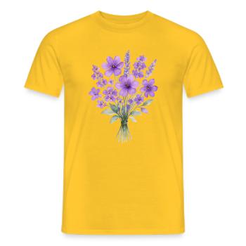 Lavendel Aquarell Bouquet - Männer T-Shirt - Gelb - Vorne - AI Model Male 178 dark (178cm)