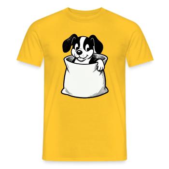 Dessin animé Chien dans le sac - T-shirt homme - jaune - Devant - AI Model Male 178 dark (178cm)