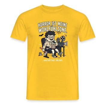 Horror ist meine Wohlfühlzone - Männer T-Shirt - Gelb - Vorne - AI Model Male 178 dark (178cm)