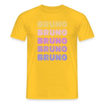 Bruno répétait des lettres pastel - T-shirt homme - jaune - Devant - AI Model Male 178 dark (178cm)