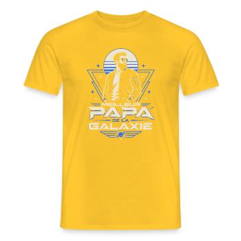 Meilleur Papa de la Galaxie Retro Futuriste - T-shirt homme - jaune - Devant - AI Model Male 178 dark (178cm)