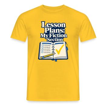 Plans de leçon pour professeurs : Ma section fiction Drôle » - T-shirt homme - jaune - Devant - AI Model Male 178 dark (178cm)