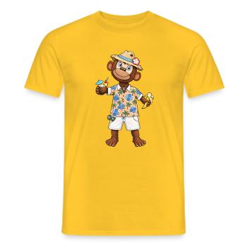 Lustiger Affe mit Banane Hawaii Sommer Motiv - Männer T-Shirt - Gelb - Vorne - AI Model Male 178 dark (178cm)