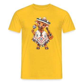 Mexiko Stier mit Poncho - Männer T-Shirt - Gelb - Vorne - AI Model Male 178 dark (178cm)