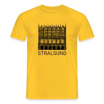 Stralsund Town Hall / Brick Gothic - Men's T-Shirt - yellow - Front - AI Model Male 178 dark (178cm)