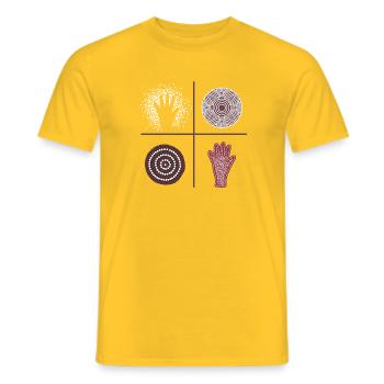 Aboriginal Australian Kunst in Perfektion - Männer T-Shirt - Gelb - Vorne - AI Model Male 178 dark (178cm)