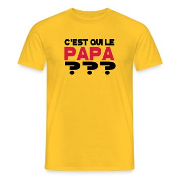 C'est qui le papa 2 - T-shirt homme - jaune - Devant - AI Model Male 178 dark (178cm)