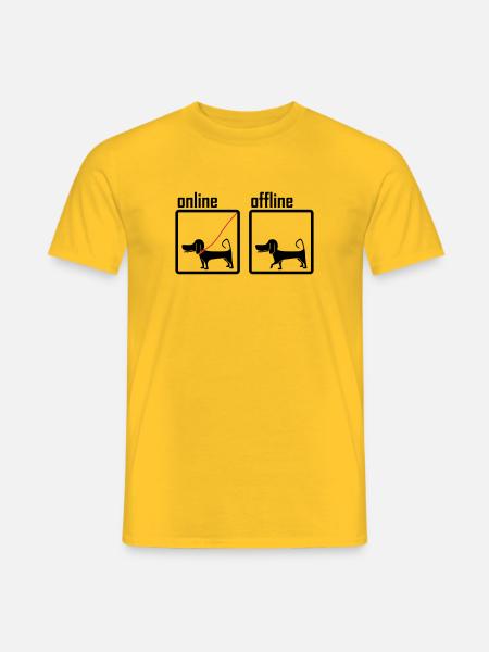 ligne / hors ligne (chien) - T-shirt homme - jaune
