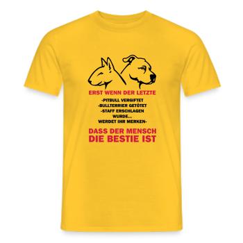 351 L'homme est la bête - T-shirt homme - jaune - Devant - AI Model Male 178 dark (178cm)