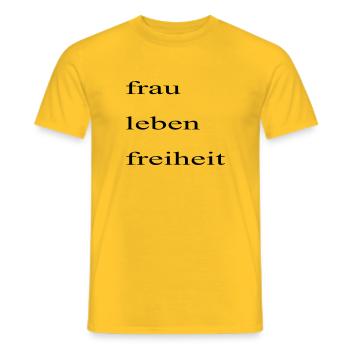 frau leben freiheit - Männer T-Shirt - Gelb - Vorne - AI Model Male 178 dark (178cm)