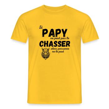 Aller à la chasse avec Papy - T-shirt homme - jaune - Devant - AI Model Male 178 dark (178cm)