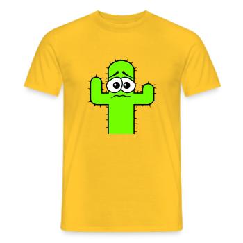 Cactus Visage Peur Triste Désert Drôle Cactus - T-shirt homme - jaune - Devant - AI Model Male 178 dark (178cm)