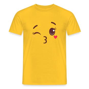 Émoticône Baiser Costume Carnaval Groupe Costume - T-shirt homme - jaune - Devant - AI Model Male 178 dark (178cm)