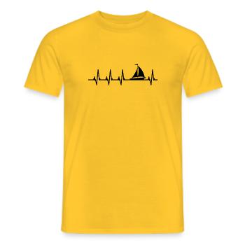 Herzschlag Segelboot - Männer T-Shirt - Gelb - Vorne - AI Model Male 178 dark (178cm)