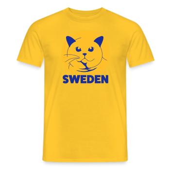 British Shorthair SUEDE - T-shirt homme - jaune - Devant - AI Model Male 178 dark (178cm)
