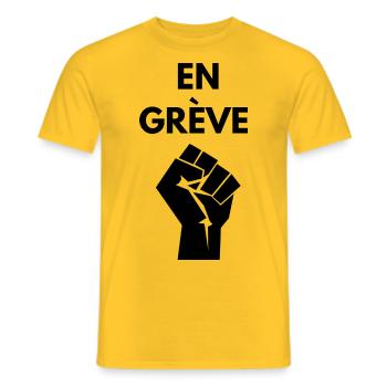 ON STRIKE - Men's T-Shirt - yellow - Front - AI Model Male 178 dark (178cm)