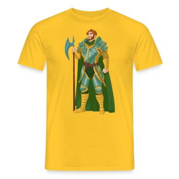 Warrior Red Hair Green Gold Knight Middle Ages - Men's T-Shirt - yellow - Front - AI Model Male 178 dark (178cm)