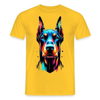 Painted Dog four - Men's T-Shirt - yellow - Front - AI Model Male 178 dark (178cm)