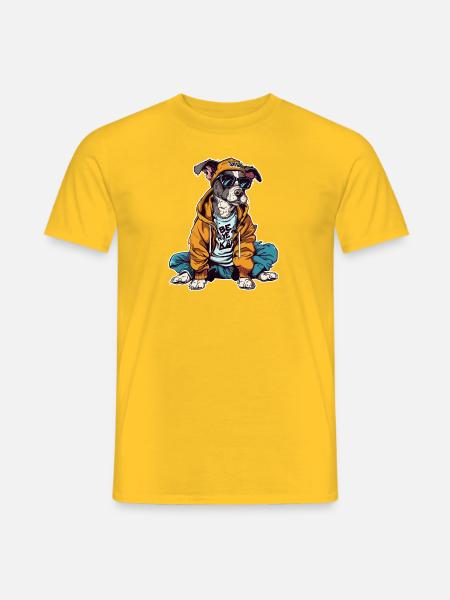 Street-Style Schnauzer - Männer T-Shirt - Gelb