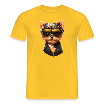 Dog With Sunglasses - Männer T-Shirt - Gelb - Vorne - AI Model Male 178 dark (178cm)