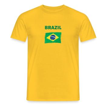 T-Shirt Brasilien Brasilien Flagge Weihnachtsgeschenk - Männer T-Shirt - Gelb - Vorne - AI Model Male 178 dark (178cm)