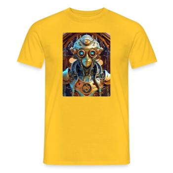 Steampunk Alien 1.8 - Männer T-Shirt - Gelb - Vorne - AI Model Male 178 dark (178cm)