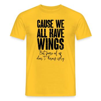 We all have wings Engelsflügel Flügel lyrics music - Männer T-Shirt - Gelb - Vorne - AI Model Male 178 dark (178cm)