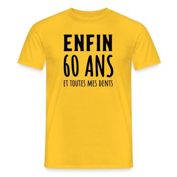 60 ans et toutes mes dents - T-shirt homme - jaune - Devant - AI Model Male 178 dark (178cm)