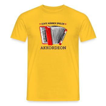 Akkordeon: Echte Männer spielen Akkordeon - Männer T-Shirt - Gelb - Vorne - AI Model Male 178 dark (178cm)