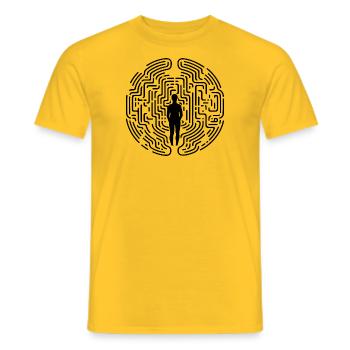L’élégance réinterprétée : le binaural bat la mode - T-shirt homme - jaune - Devant - AI Model Male 178 dark (178cm)