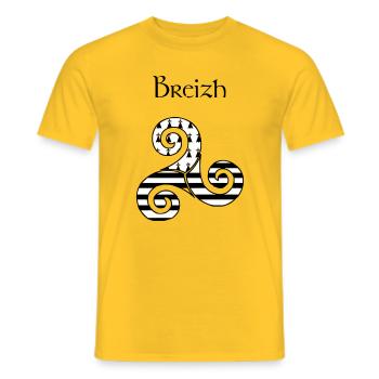 Britain - Men's T-Shirt - yellow - Front - AI Model Male 178 dark (178cm)