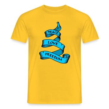 Paix amour liberté bleu - T-shirt homme - jaune - Devant - AI Model Male 178 dark (178cm)