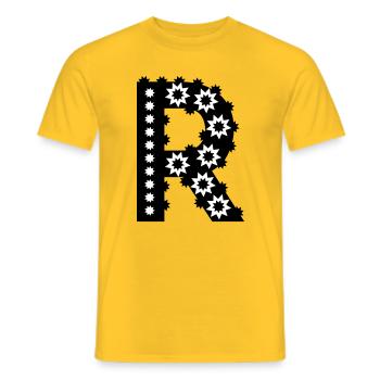 Buchstabe R - Männer T-Shirt - Gelb - Vorne - AI Model Male 178 dark (178cm)