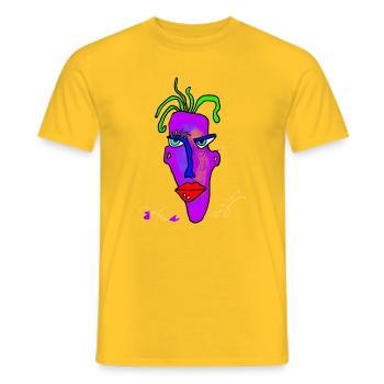 Neon Portrait Farbexplosion - Männer T-Shirt - Gelb - Vorne - AI Model Male 178 dark (178cm)