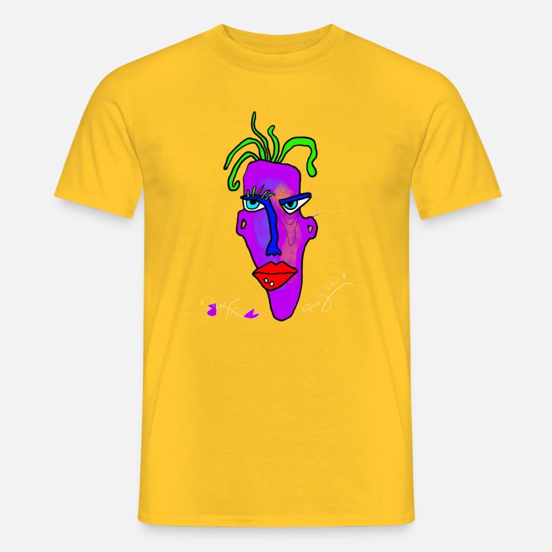 Neon Portrait Farbexplosion - Männer T-Shirt - Gelb