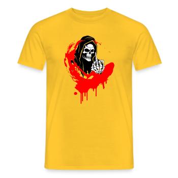 Rebel Skull Illustration with Middle Finger - Men's T-Shirt - yellow - Front - AI Model Male 178 dark (178cm)