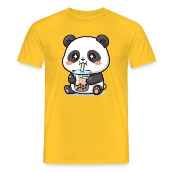 Kuscheliger Pandabär mit Bubble Tea - Männer T-Shirt - Gelb - Vorne - AI Model Male 178 dark (178cm)