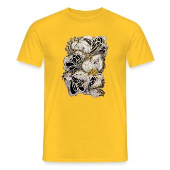 Schwarzweiß Floral-Doodle Muster - Männer T-Shirt - Gelb - Vorne - AI Model Male 178 dark (178cm)