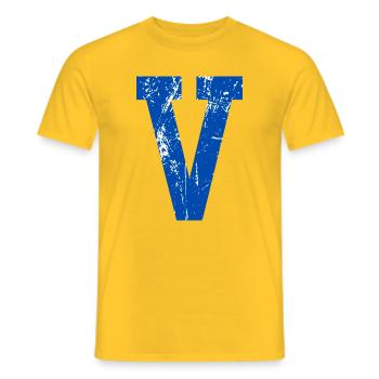 Lettre v sport rétro  - T-shirt homme - jaune - Devant - AI Model Male 178 dark (178cm)