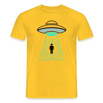 Vecteur d’enlèvement par OVNI Me Téléporter - T-shirt homme - jaune - Devant - AI Model Male 178 dark (178cm)