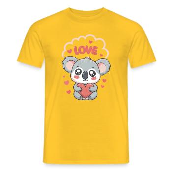 Koala Cœur Love Doux - T-shirt homme - jaune - Devant - AI Model Male 178 dark (178cm)