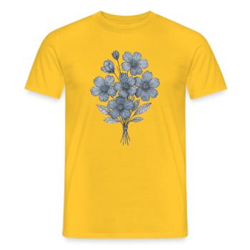 Blaues Blumenbouquet Aquarell - Männer T-Shirt - Gelb - Vorne - AI Model Male 178 dark (178cm)