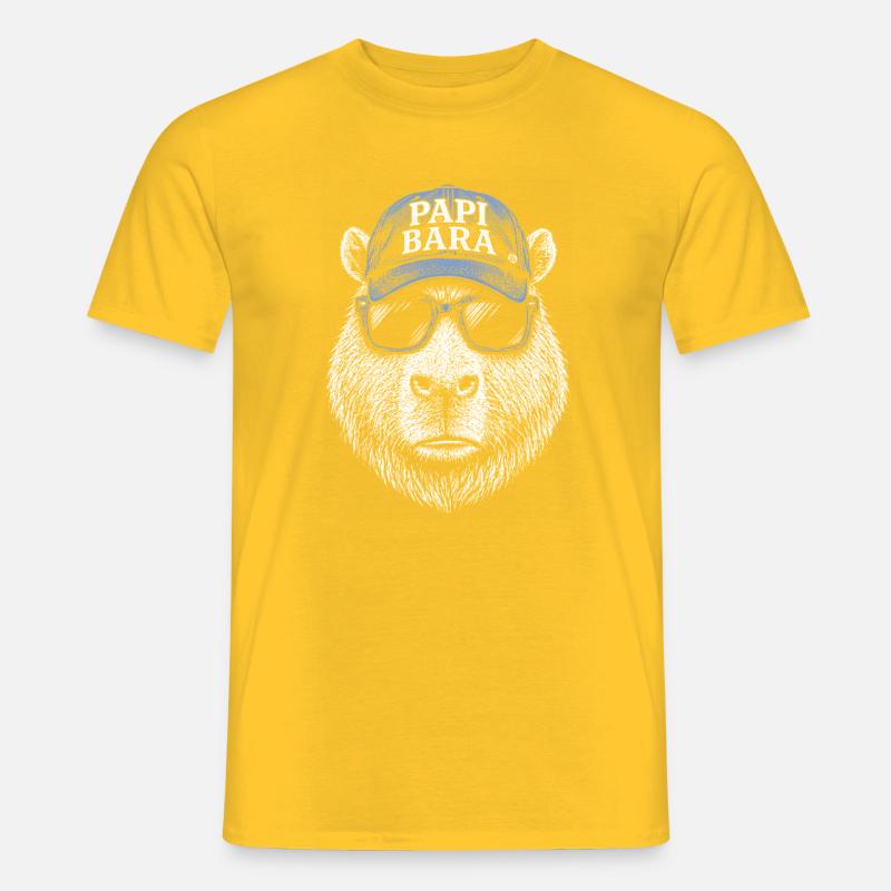 Papi Bara Bär mit Sonnenbrille - Männer T-Shirt - Gelb