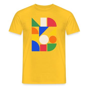 Geometric Color Blocks Mosaic - Men's T-Shirt - yellow - Front - AI Model Male 178 dark (178cm)