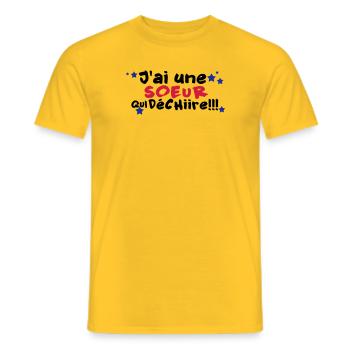 mA SOEUR déchire - T-shirt homme - jaune - Devant - AI Model Male 178 dark (178cm)